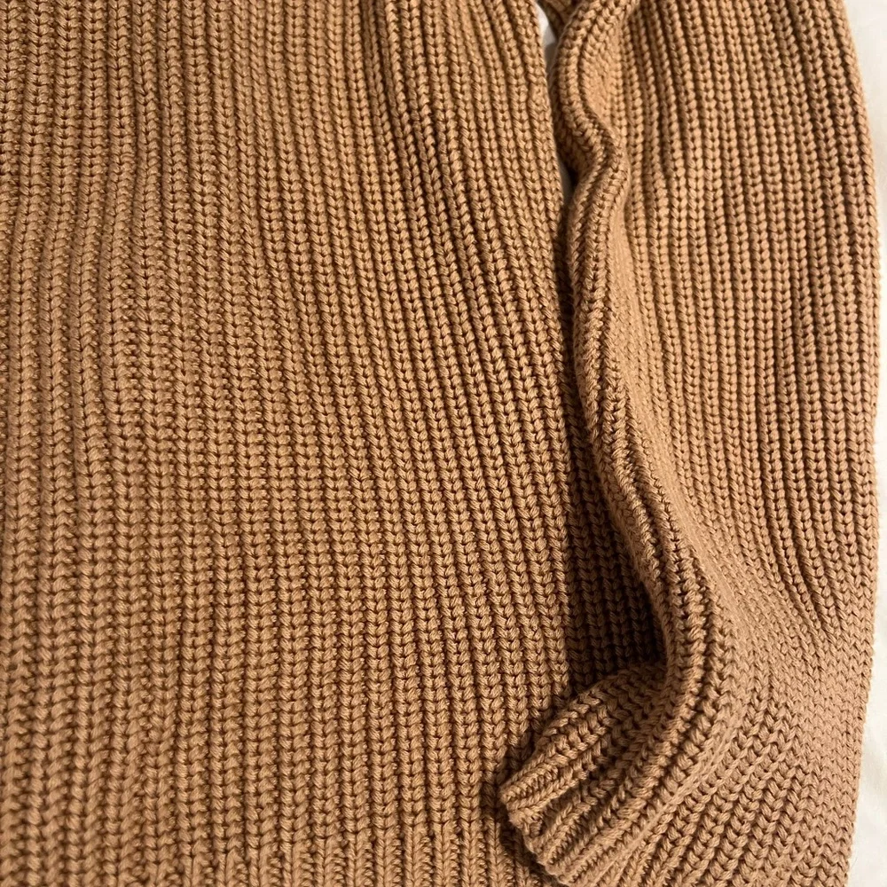 Quince Organic Cotton Chunky Knit Sweater Camel Womens Size Large - Picture 5 of 6